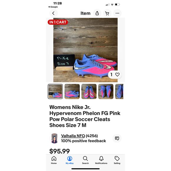 Nike JR Hypervenom Phelon Youth Soccer Cleats Size 7 Womens Blue Pink 599062 641 - Picture 10 of 10